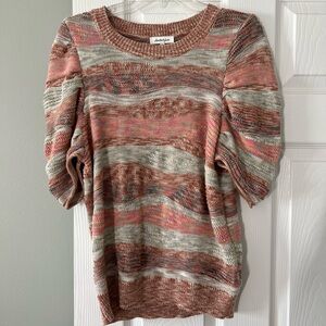 Anthropologie Another Love Nahla Pink and Cream Knit Sweater